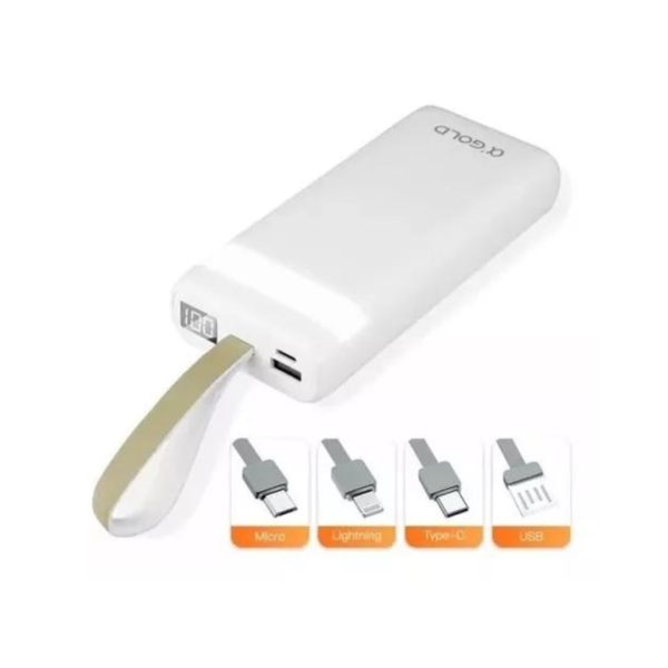 Carregador Portátil Power Bank 20.000 Para iPhone E Android Cor Branco