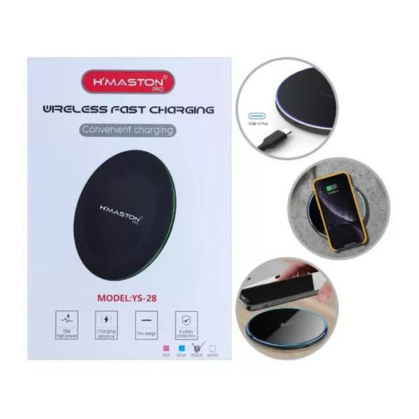 H'maston YS-28 Carregador Turbo Wireless Qi 15w Sem Fio Indução Para Celular Rápido LED - Image 8